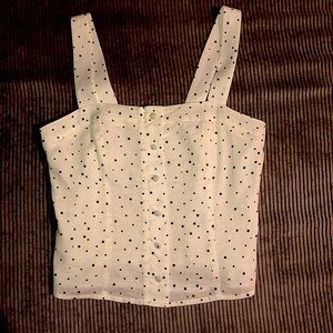 Gianni Bini Black White Dotted Square Neck TankTop